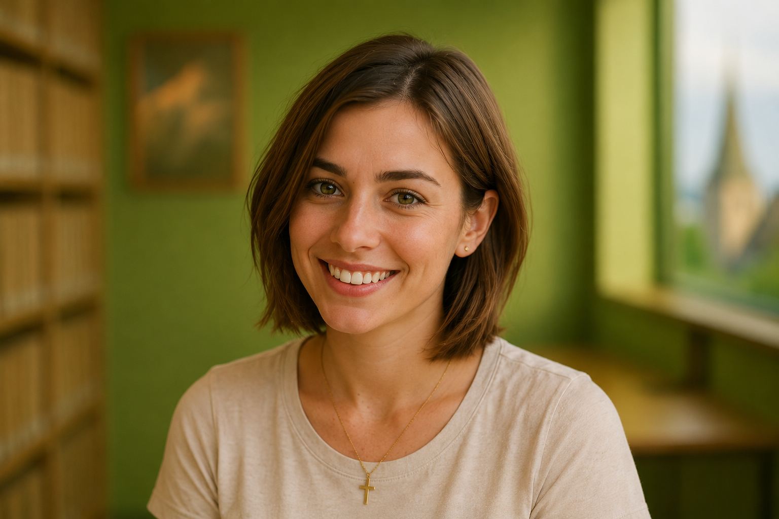 Noemi, Bibliothekarin (KI-Bild)